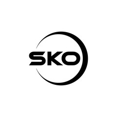 SKO letter logo design with white background in illustrator, cube logo, vector logo, modern alphabet font overlap style. calligraphy designs for logo, Poster, Invitation, etc.