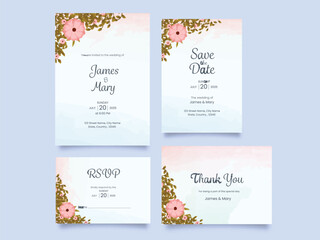 Beautiful Floral Wedding Invitation Card Suite for Ready to Print.