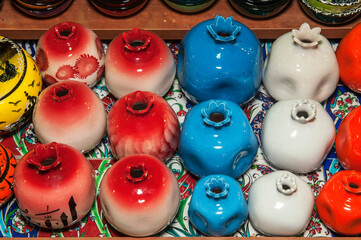 Grand Bazaar, Colored vases, Istanbul, Turkey