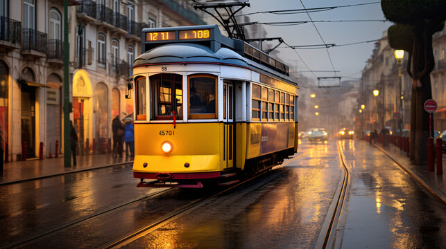 Tram in Lisbon Portugal