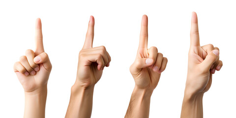 Man Pointing Upward Pose, pointing or inviting attention gesture - obrazy, fototapety, plakaty
