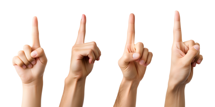 Man Pointing Upward Pose, pointing or inviting attention gesture