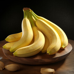 Em um close-up, observamos bananas descascadas dispostas ao lado de outras ainda intactas, sobre uma mesa.