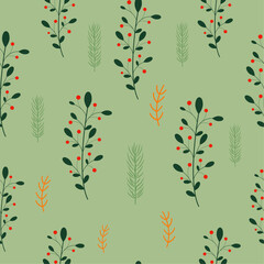 Seamless cute pattern with plants