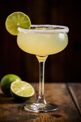 C&oacute;ctel margarita casero en una barra de bar.