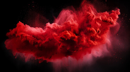 Red Powder Explosion Abstract on Dark Background - Dynamic Texture and Artistic Chaos