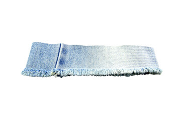 A piece of denim fabric isolated on white background.