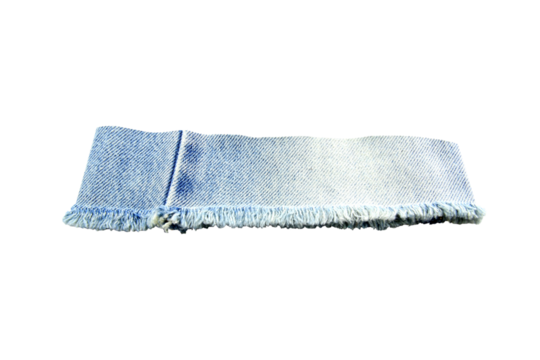 A piece of denim fabric isolated on white background.