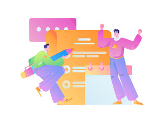 Person interviewing for job flat vector concept operation hand drawn illustration
