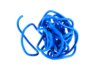 blue wire cable of usb and adapter isolated on white background.Electronic Connector.Selection focus.