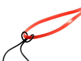 red wire cable of usb and adapter isolated on white background.Electronic Connector.Selection focus.