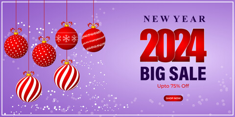 Vector illustration of Happy New Year Sale social media feed template