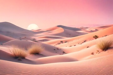 Fototapeta na wymiar Generate a surreal desert scene with sand dunes and a dreamy, pastel-colored sky 