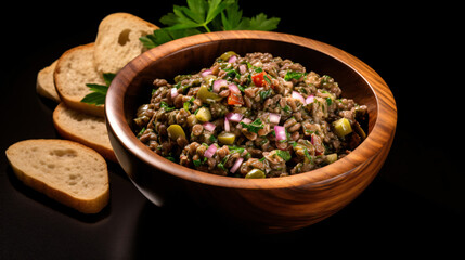 Top view of olive tapenade