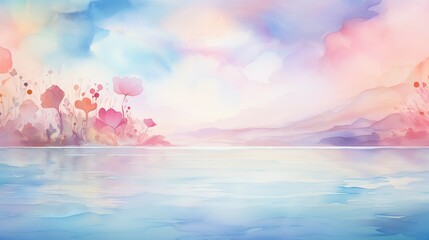 Fototapeta na wymiar watercolor abstract art background. Soft pastel colors create a dreamy river landscape , inviting you into a tale of creativity.