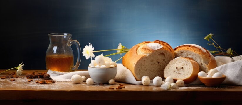 Lenten rosary sustenance bread and water Copy space image Place for adding text or design