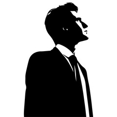 A Business Man looks up on the sky, vector silhouette