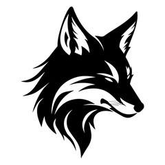 Fox vector illustration black color, Fox Icon black color silhouette