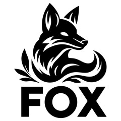 Fox vector illustration black color, Fox Icon black color silhouette