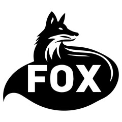 Fox vector illustration black color, Fox Icon black color silhouette
