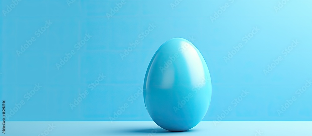 Sticker Minimal concept of a 3D rendering Creative Easter egg on a blue backdrop Copy space image Place for adding text or design