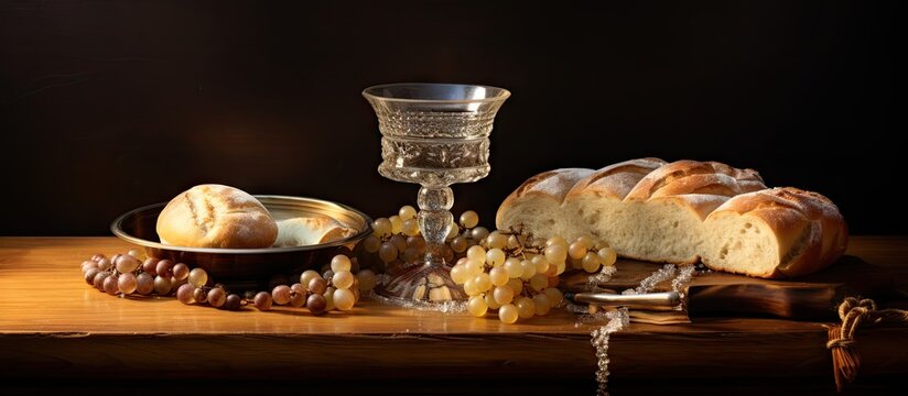 Lenten rosary sustenance bread and water Copy space image Place for adding text or design
