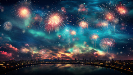 beautiful colorful fireworks 