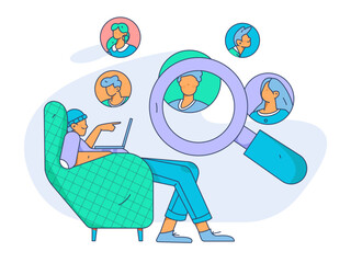 Person interviewing for job flat vector concept operation hand drawn illustration
