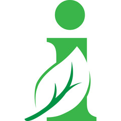 i Green leaves letter eco alphabet Icon