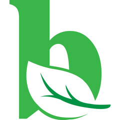 b Green leaves letter eco alphabet Icon