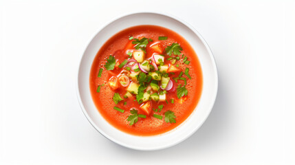 Top view of Thai food Spanish Gazpacho