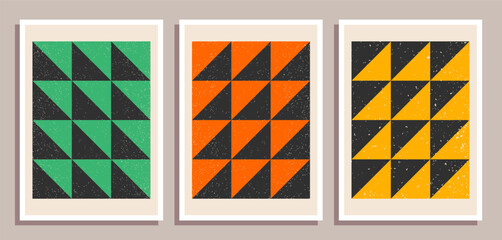 Set of minimal retro geometric design posters. Set of contemporary art wall decoration. Geometric shapes poster cover background.