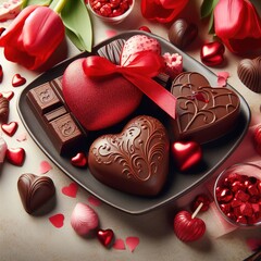 Valentine's Day background with chocolates