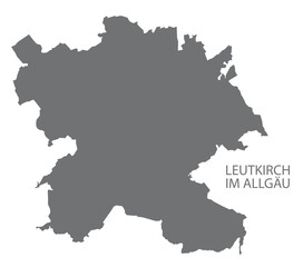 Leutkirch im Allgäu German city map grey illustration silhouette shape