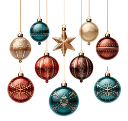 collection of the Christmas balls on the white background