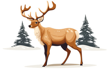illustration Christmas reindeer on the white background