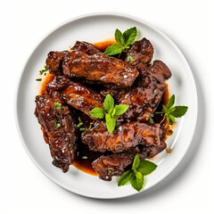 Top view of Turkish food Sticky Tamarind Ribs