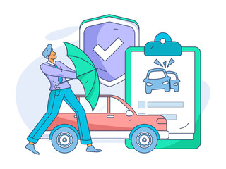 Buy insurance for car flat character vector concept operation illustration
