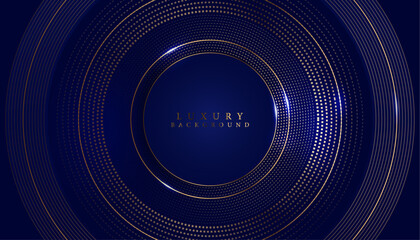 modern luxury golden circle lines and round patterns dark blue color creative backdrop design element.background use for cover design,business card,wallpaper and award banner.