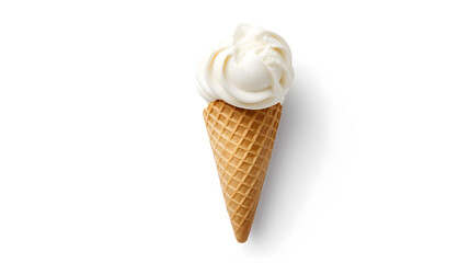 Vanilla Ice Cream Cone on White Background