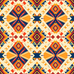 Tribal vector ornament. Seamless African pattern. Ethnic carpet with chevrons. Aztec style. Geometric mosaic on the tile, majolica. Ancient interior. Modern rug. Geo print on textile. Kente Cloth.