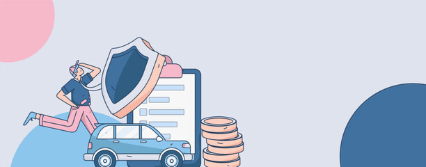 Buy insurance for car flat character vector concept operation illustration
