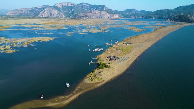 Aerial view of Iztuzu Beach near Dalyan in Mugla Province, Turkey