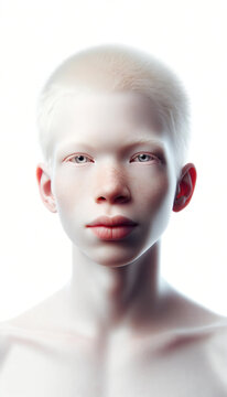 Albino guy on a white background