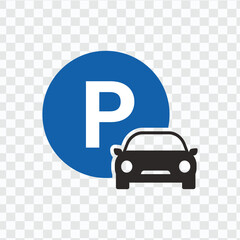 Car parking sign, vector icons for parking and traffic, isolated design, EPS 10, urban transportation, street, road, symbol, graphic, illustration.