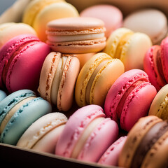 colorful macaron assortment in a box