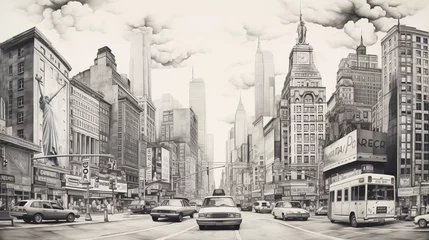 Drawing of New York with landmark and popular for tourist attractions © Johannes