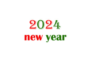 Happy new year 2024 with 3D retro full color design template.Premium vector design for poster, banner, greeting and new year 2024 celebration.