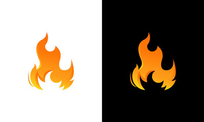 collection of fire logo design vector with black and white background
