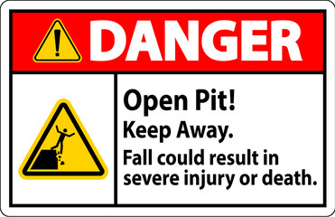 Danger Sign Open Pit Keep Away Fall Could Result In Severe Injury Or Death
